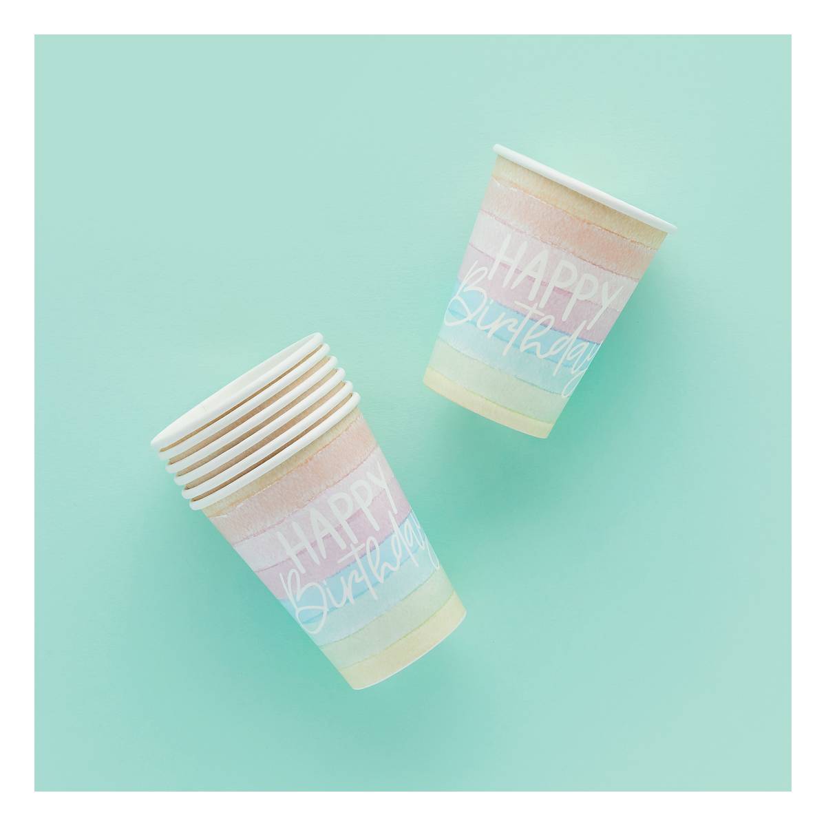 Eco Birthday Rainbow Paper Cups 8 Pack