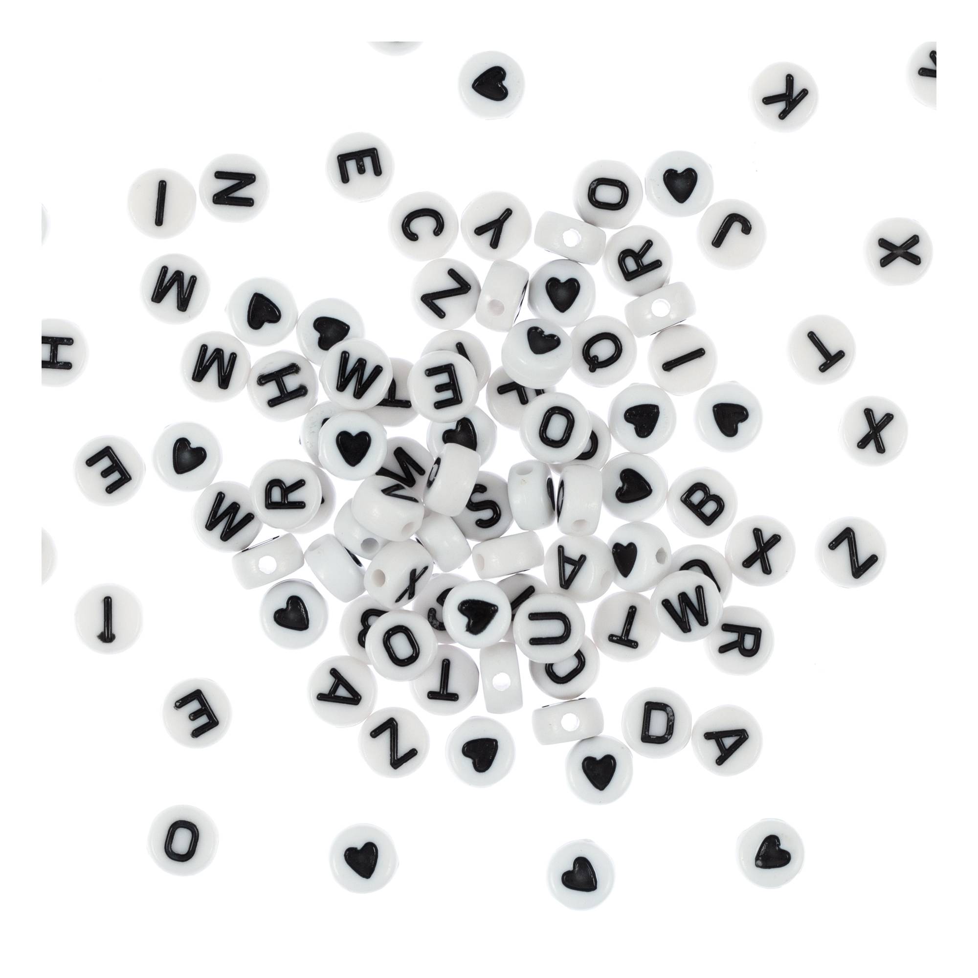Black Letter White Alphabet Beads 40g Hobbycraft
