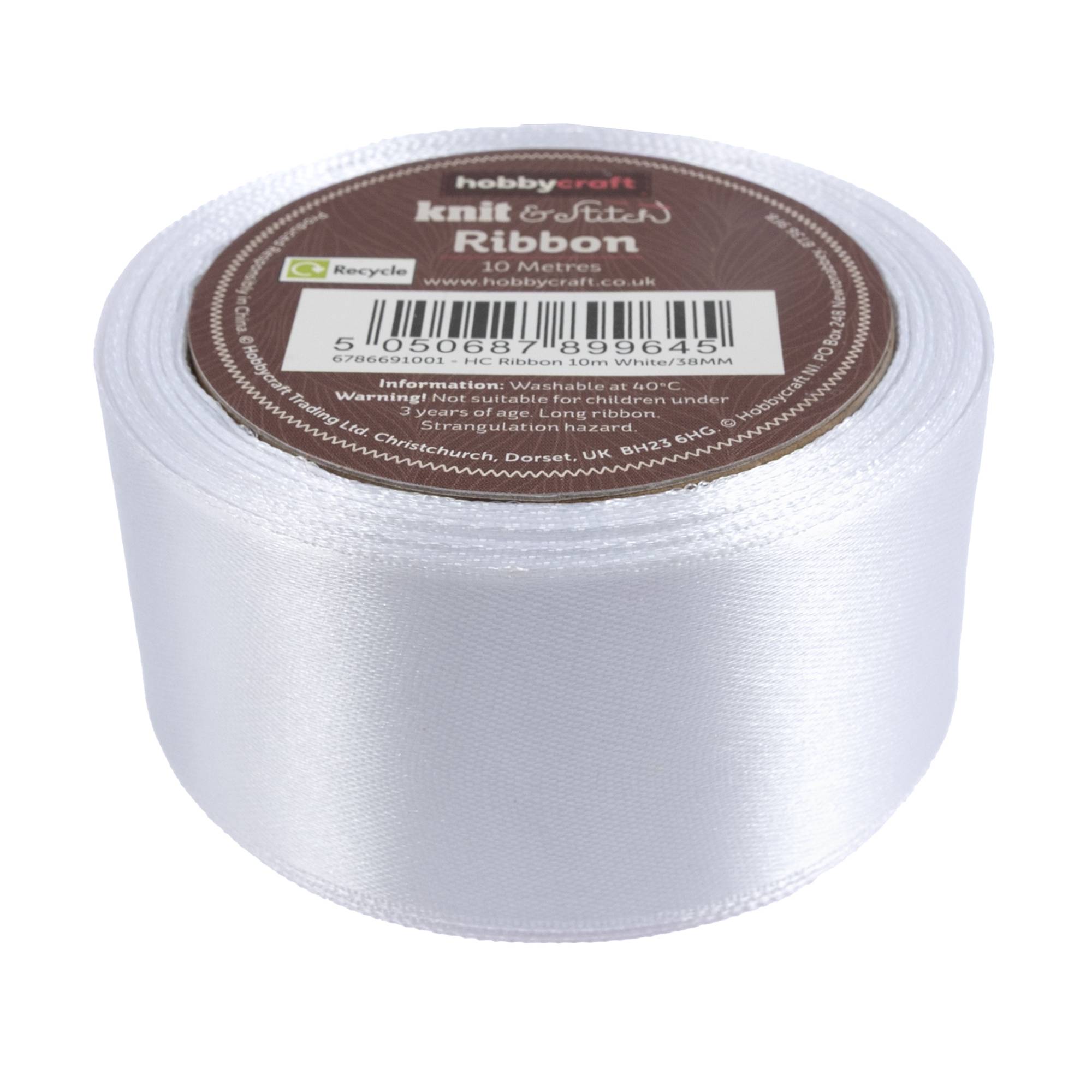 White Satin Ribbon 38mm x 10m | Hobbycraft