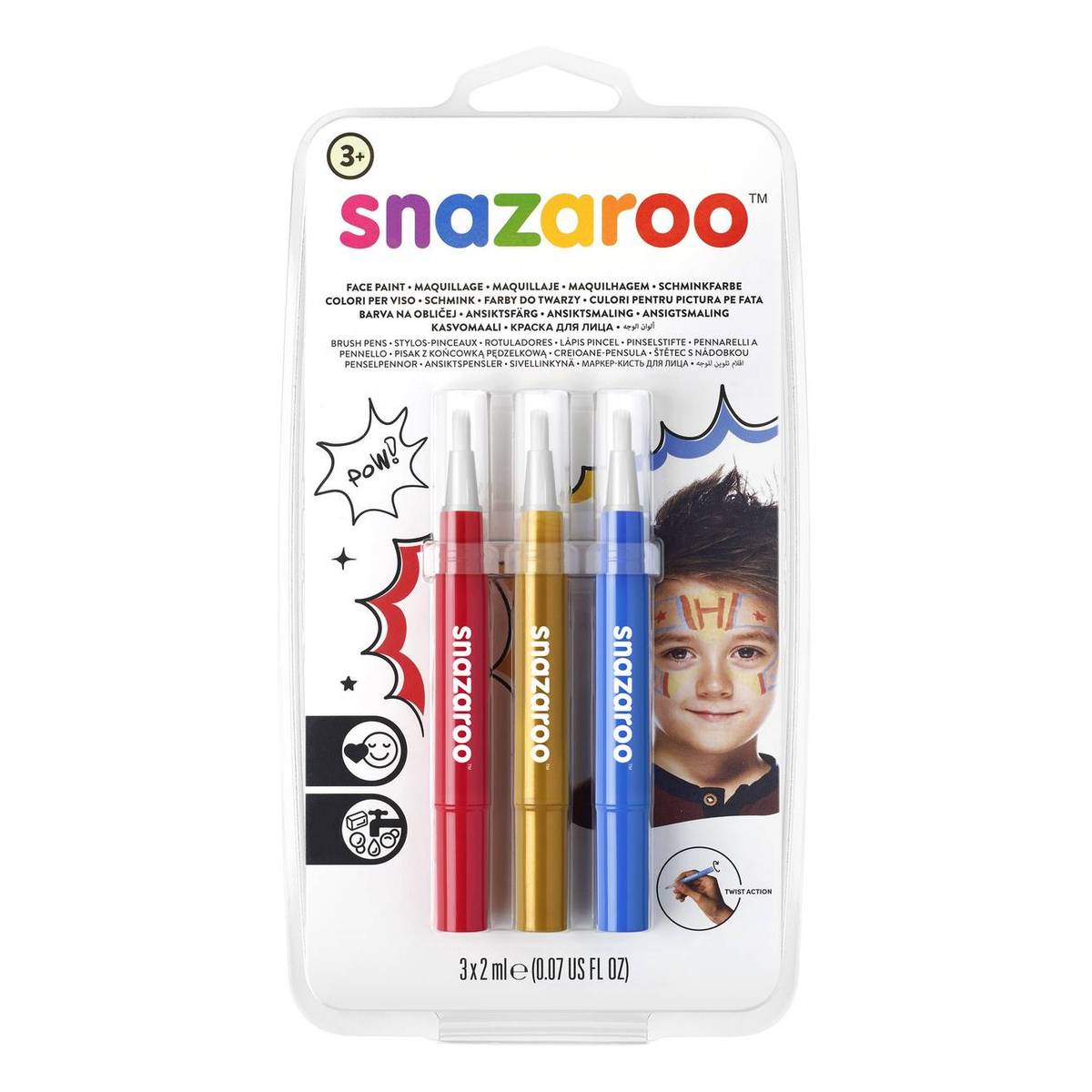Snazaroo Adventure Brush Pen Face Paint 3 Pack Hobbycraft