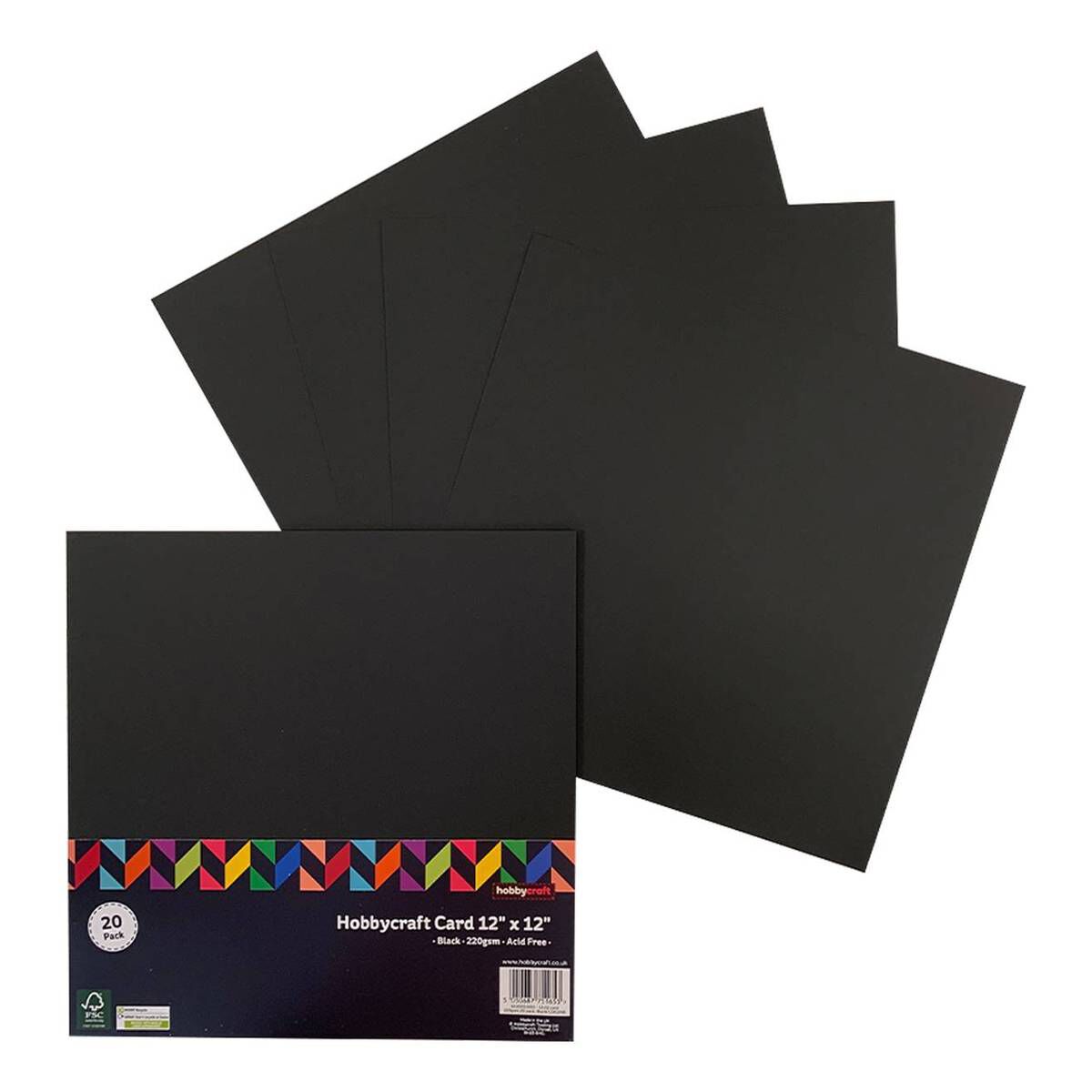 Black Card 12 x 12 Inches 20 Pack