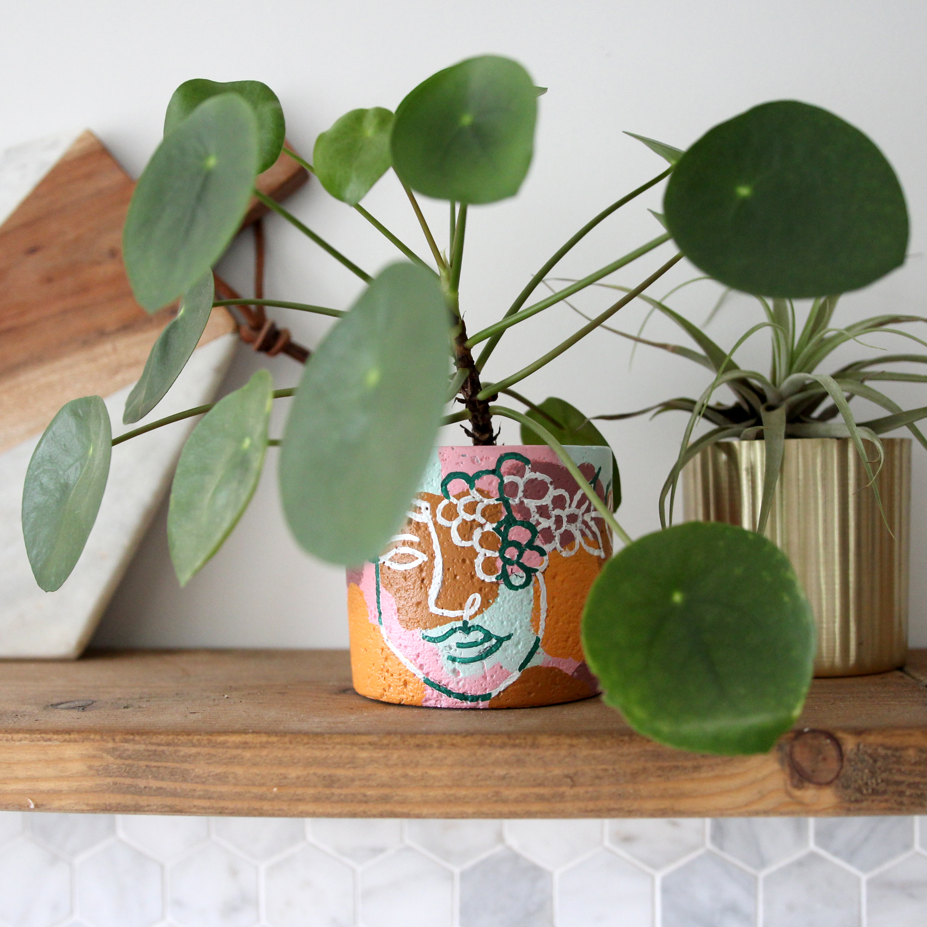 Image of Hand-painted ceramic plant pot