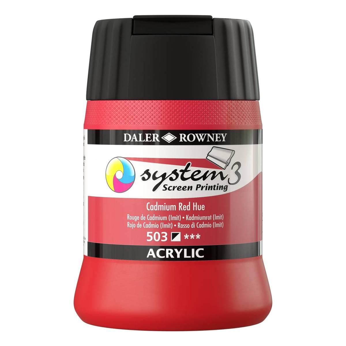 Daler-Rowney System3 Cadmium Red Screen Printing Acrylic Ink 250ml ...