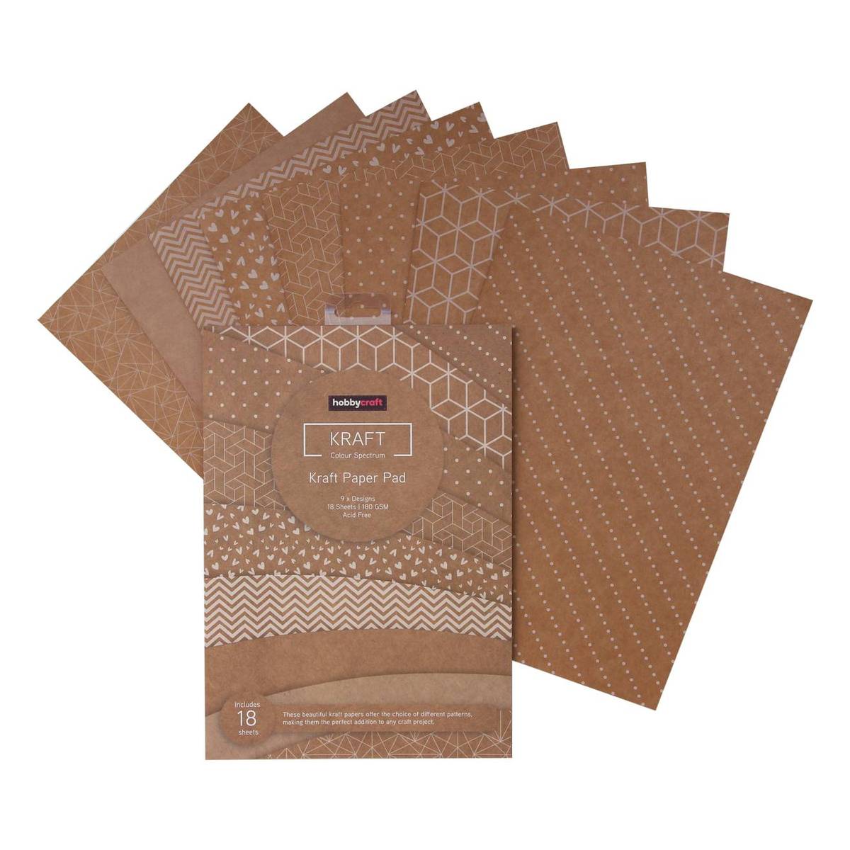 Kraft and White Paper Pad A4 18 Sheets Hobbycraft