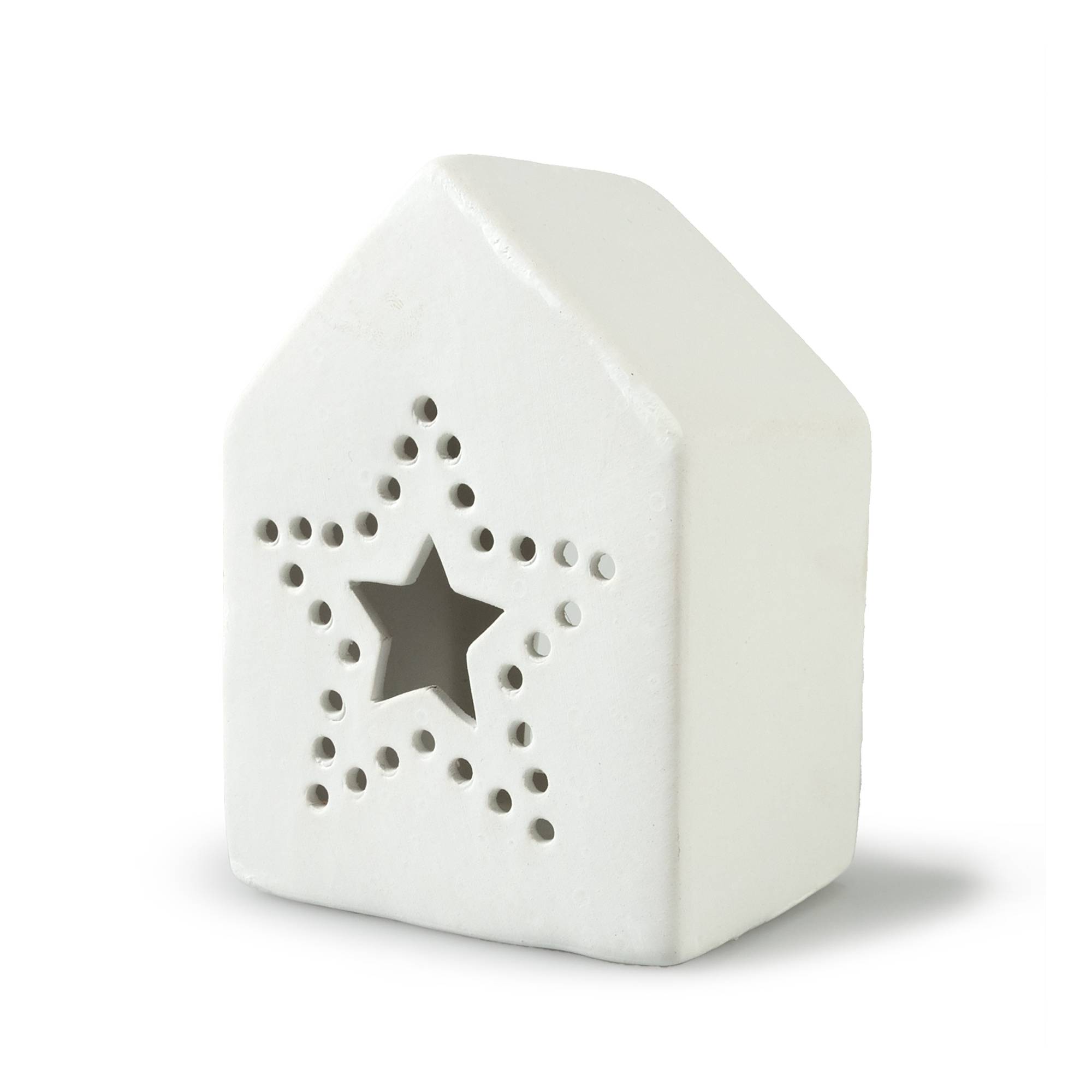Ceramic Star House Tealight Holder 12cm Hobbycraft