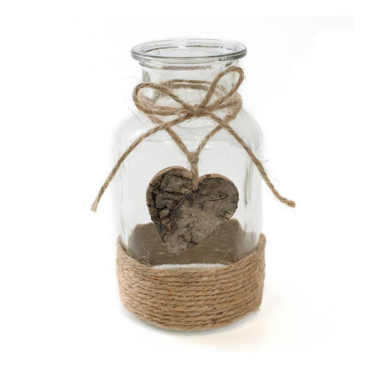 Glass Jar with Jute Wrap 7cm x 7cm x 13cm Hobbycraft