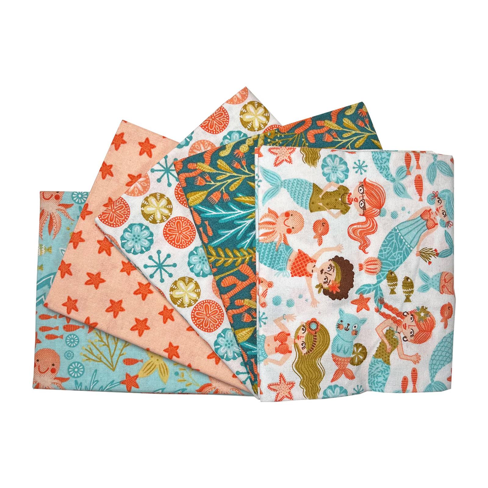 Mermaid Friends Cotton Fat Quarters 5 Pack Hobbycraft