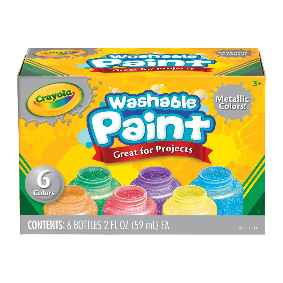 Crayola Washable Metallic Paints 6 Pack Hobbycraft
