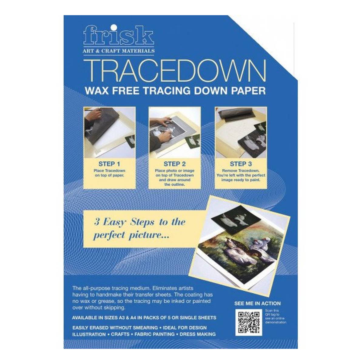 Frisk Tracedown White Wax Free Transfer Paper A4 Hobbycraft