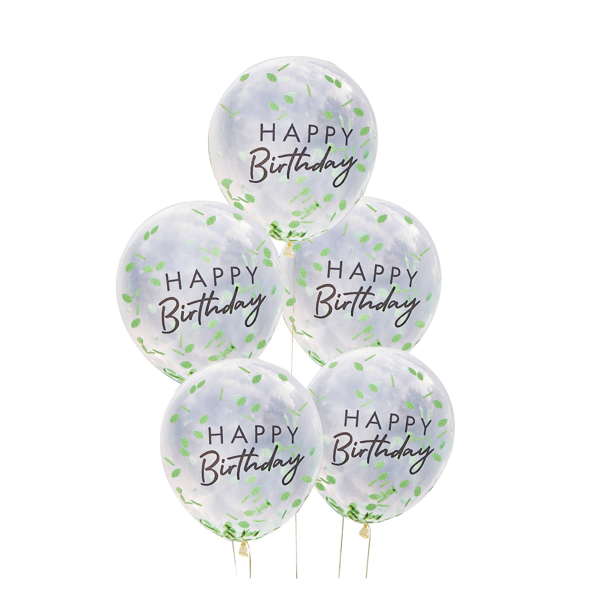 Ginger Ray Leaf Confetti Birthday Balloons 5 Pack Hobbycraft