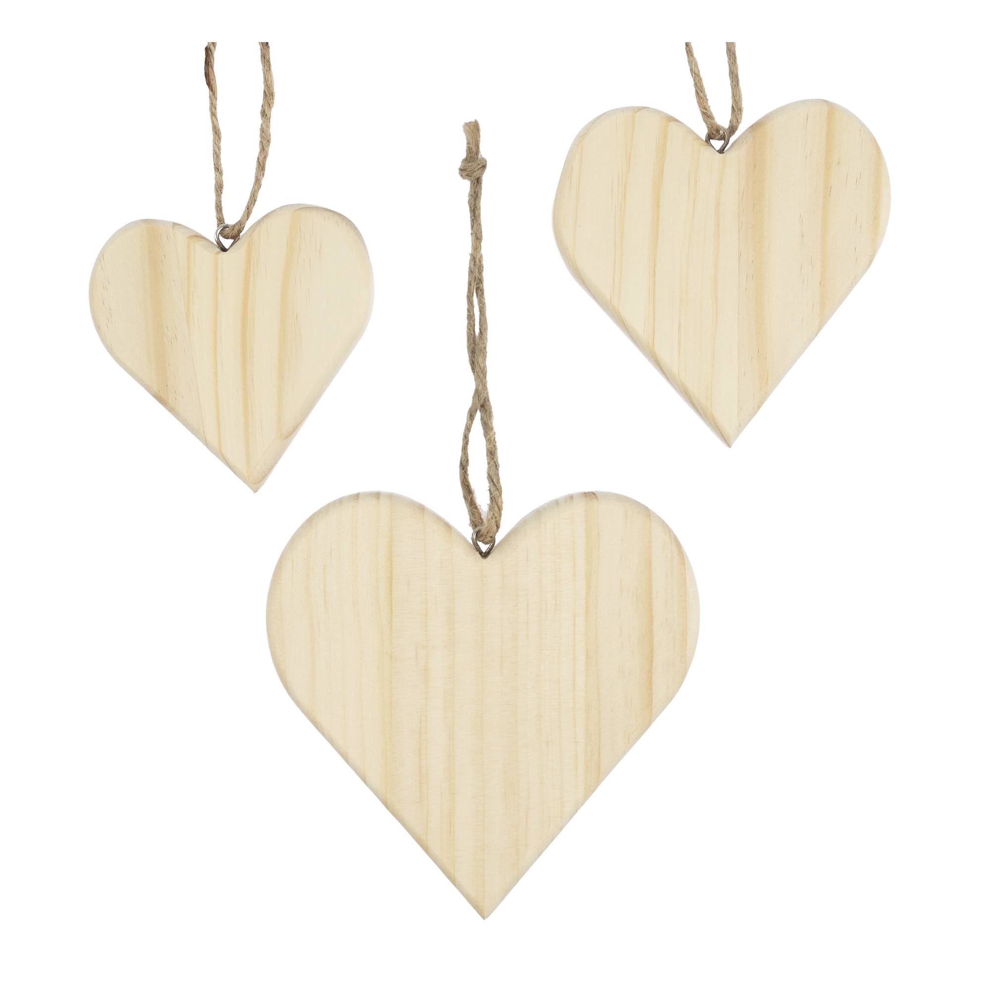 Hanging Wooden Hearts 3 Pack Hobbycraft