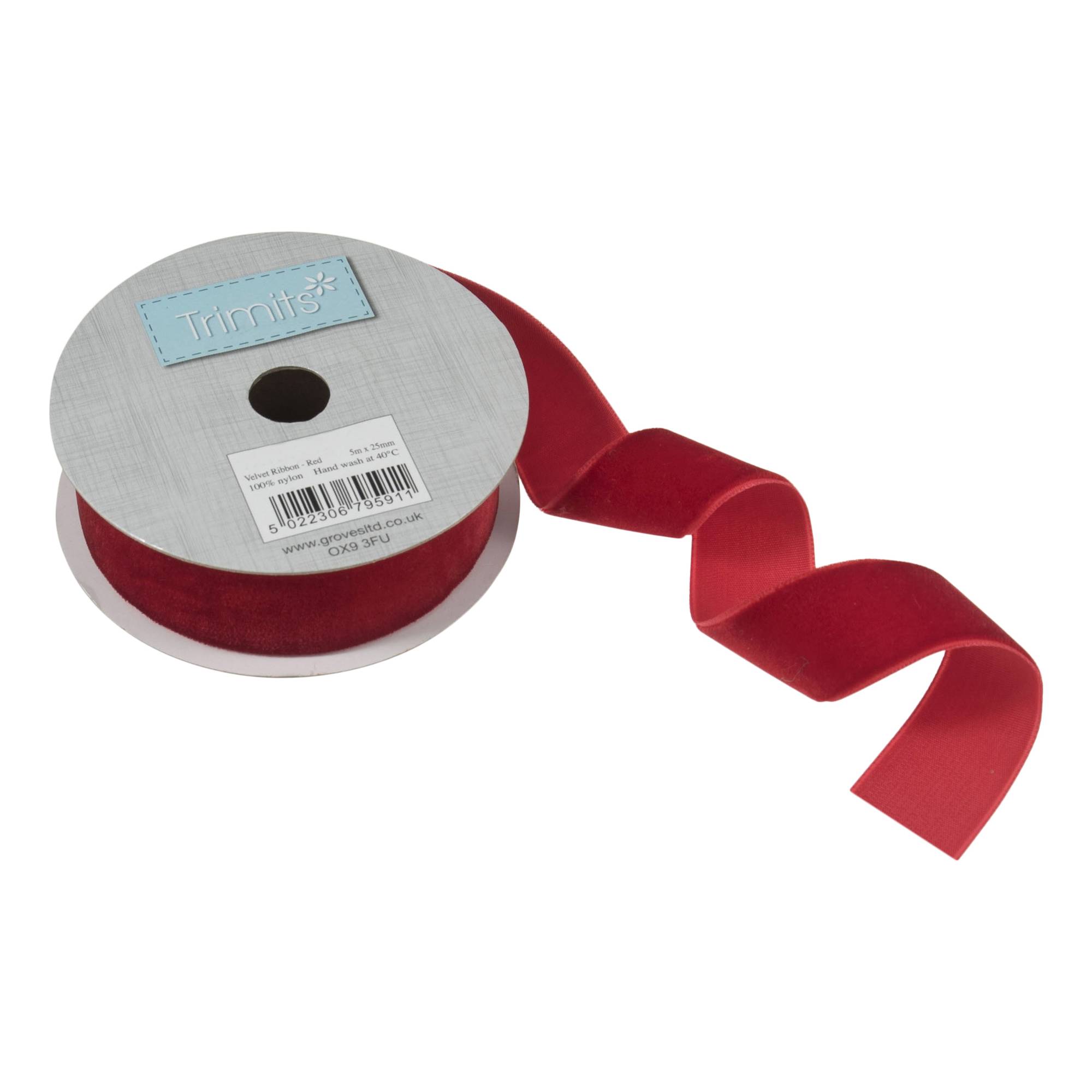 Red Velvet Ribbon 25mm x 5m Hobbycraft