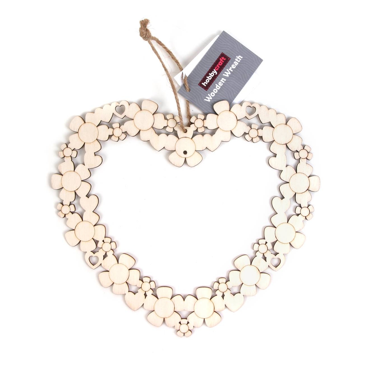 Wooden Heart Wreath Decoration 24cm Hobbycraft