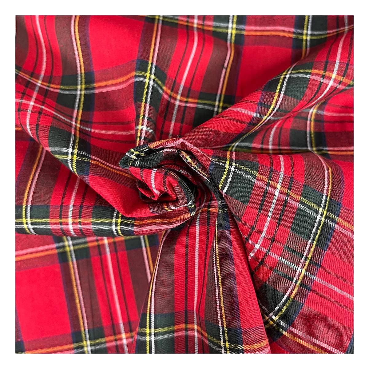 Red and Green Tartan Polycotton Fabric by the Metre Hobbycraft