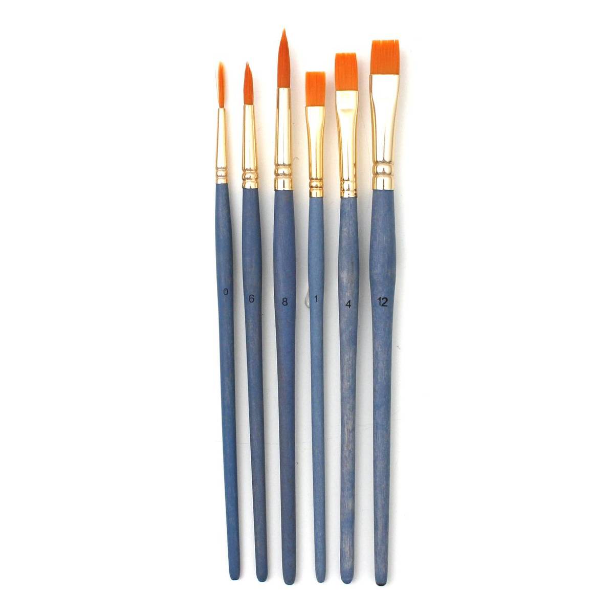 Gold Flat and Round Taklon Brushes 6 Pack | Hobbycraft