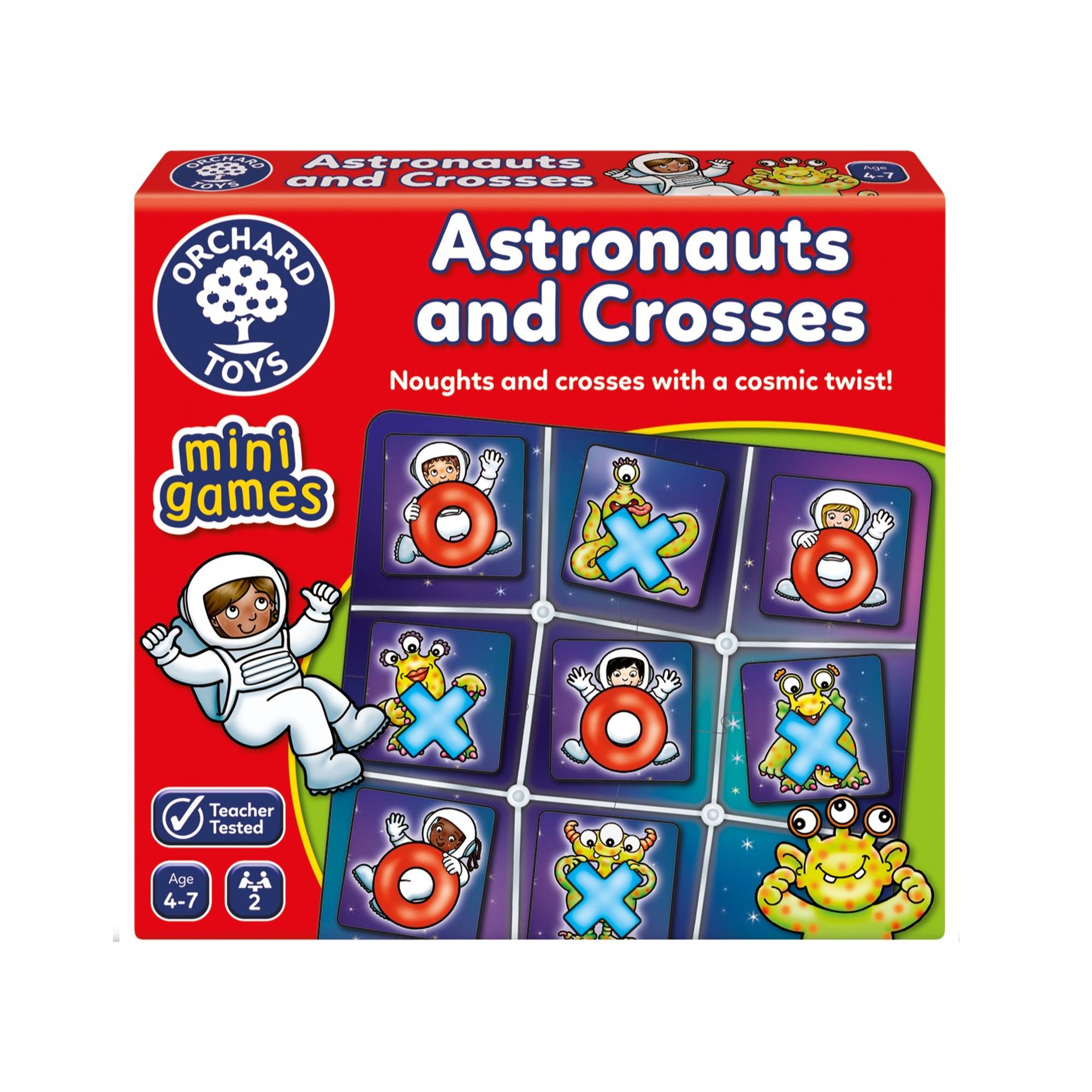Orchard Toys Gioco Da Viaggio Astronauts And Crosses – Tris A Tema Spaziale, Pensiero Logico, Per Bambini 4-7 Anni, Formato Tascabile