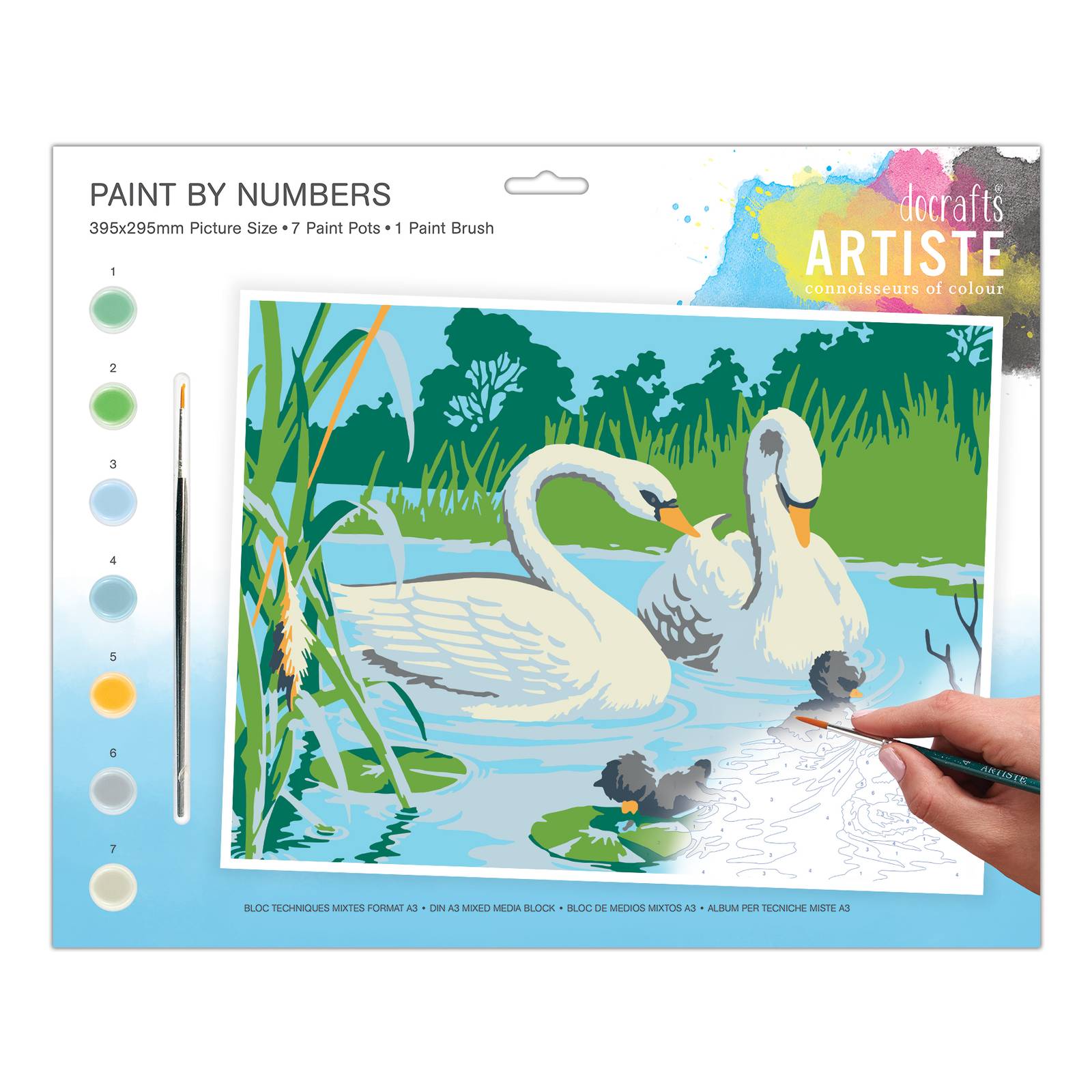 Artiste Serene Swans Paint by Numbers Hobbycraft