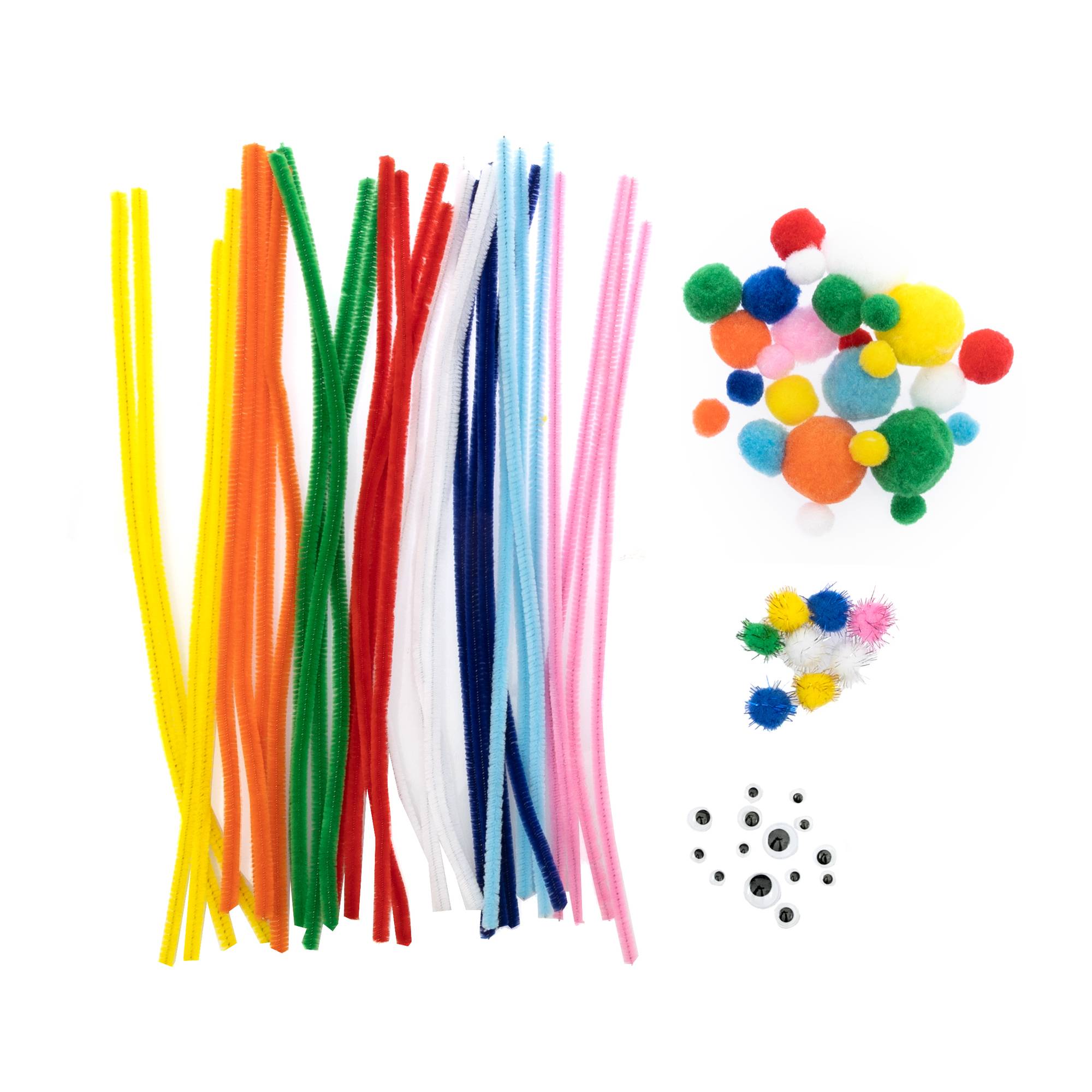 Primary Pipe Cleaners and Poms Craft Pack 80 Pieces Hobbycraft