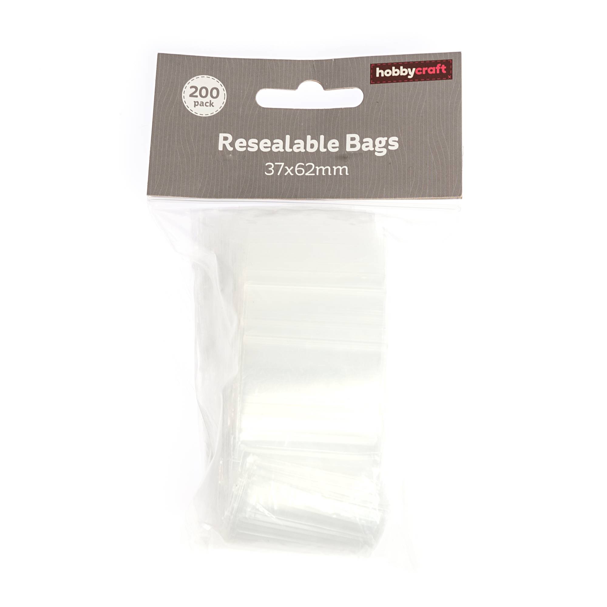 Clear Resealable Bags 37mm x 62mm 100 Pack Hobbycraft
