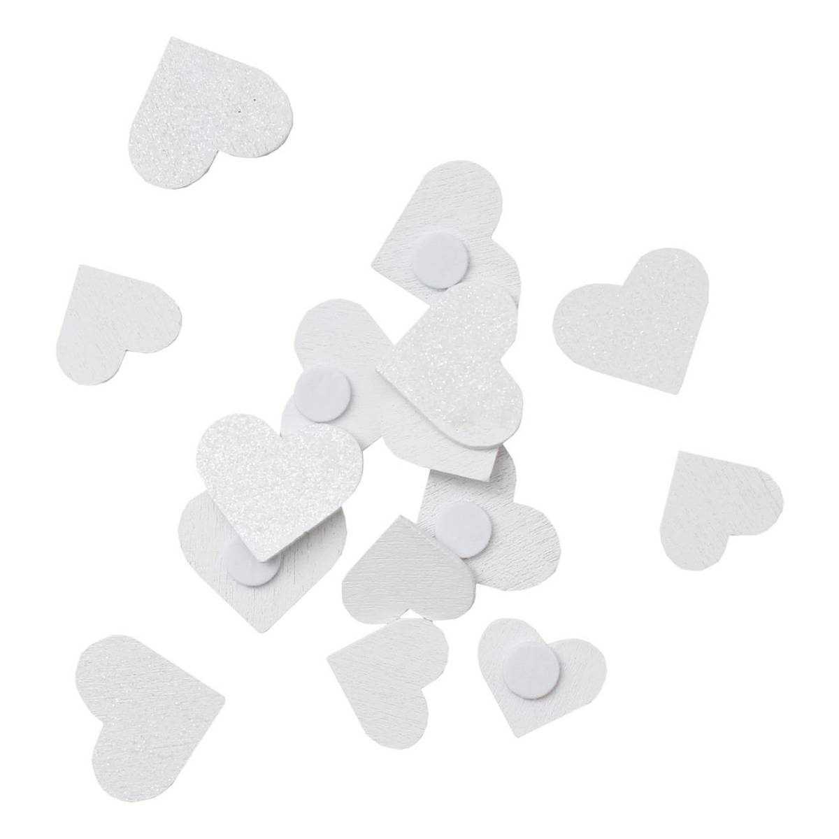 White Glitter Wooden Hearts 18 Pack Hobbycraft
