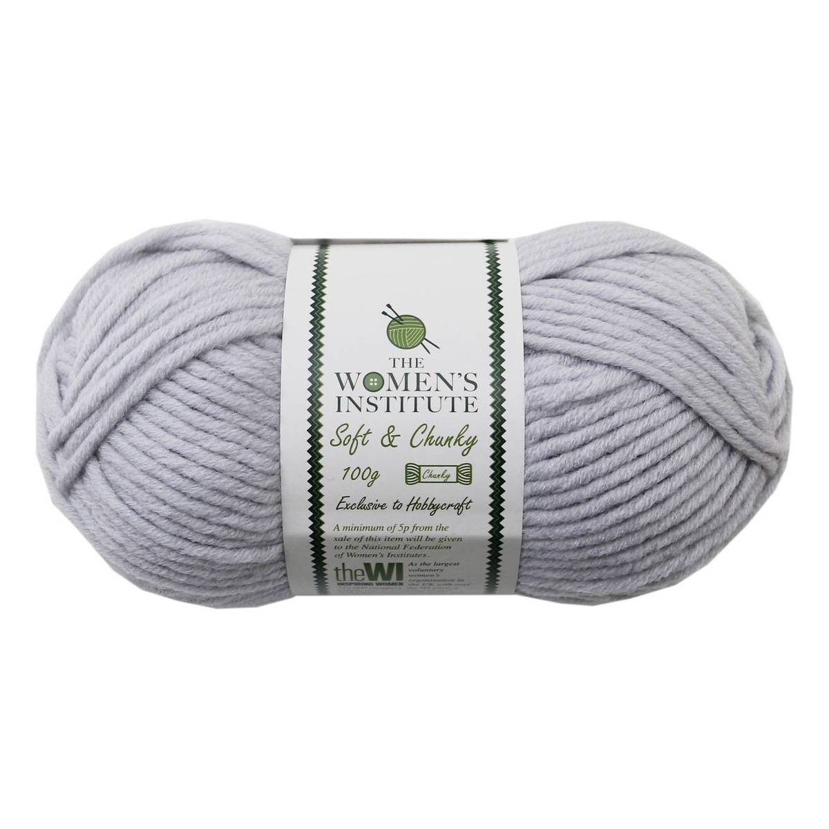 Women’s Institute Pale Grey Soft and Chunky Yarn 100g Hobbycraft