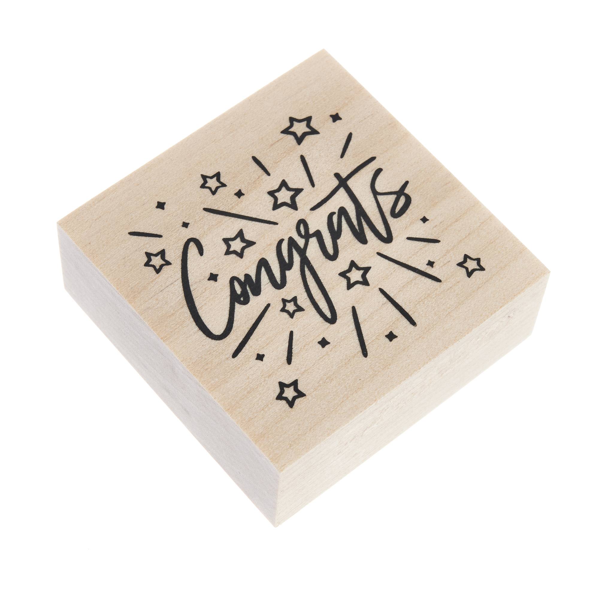Congrats Wooden Stamp 5cm x 5cm Hobbycraft