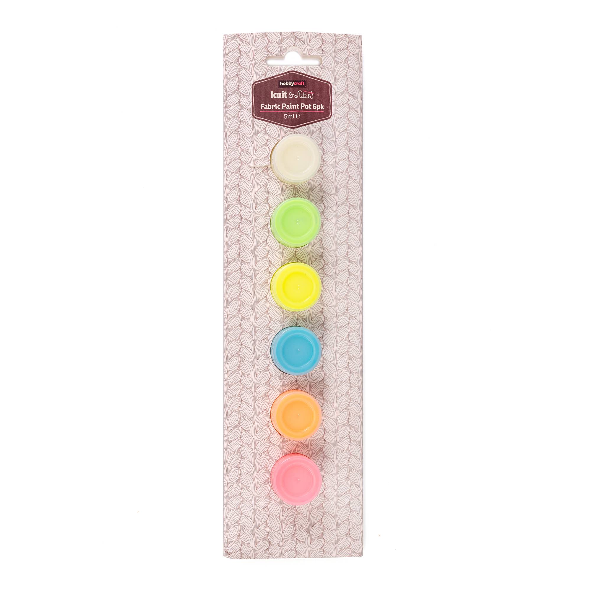 Neon Fabric Paint Pots 5ml 6 Pack Hobbycraft