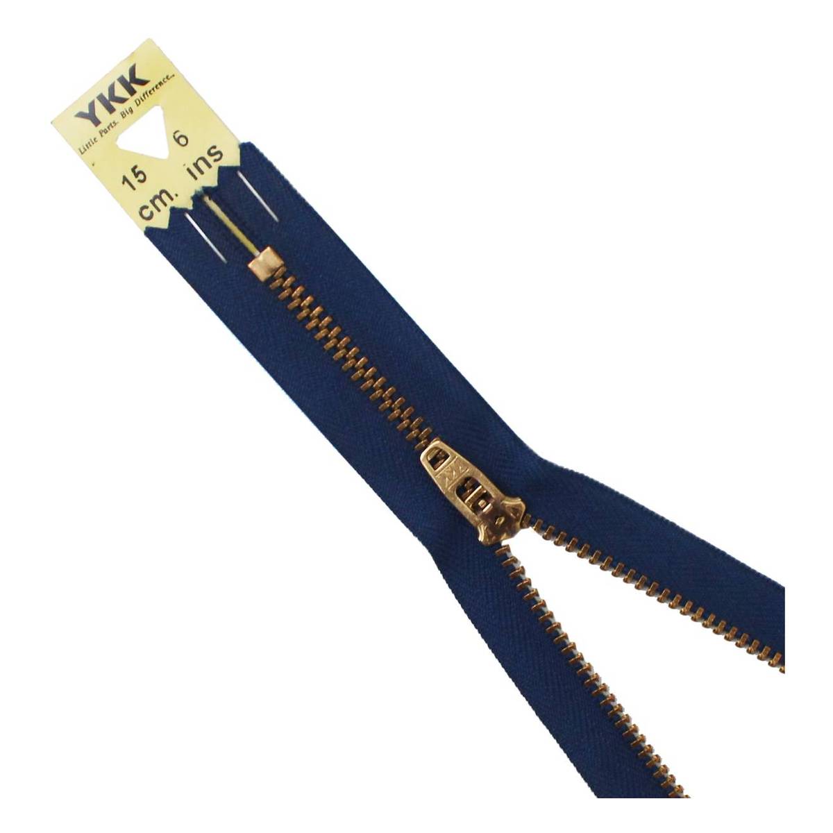 YKK Dark Blue Brass Jeans Zip 15cm Hobbycraft