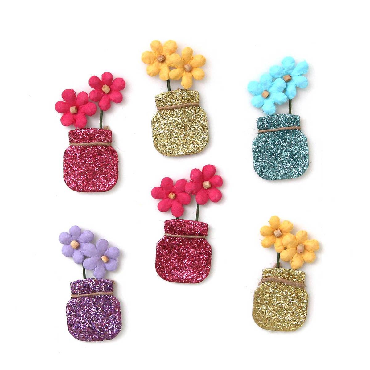 Flower Vase Glitter Card Toppers 6 Pack Hobbycraft