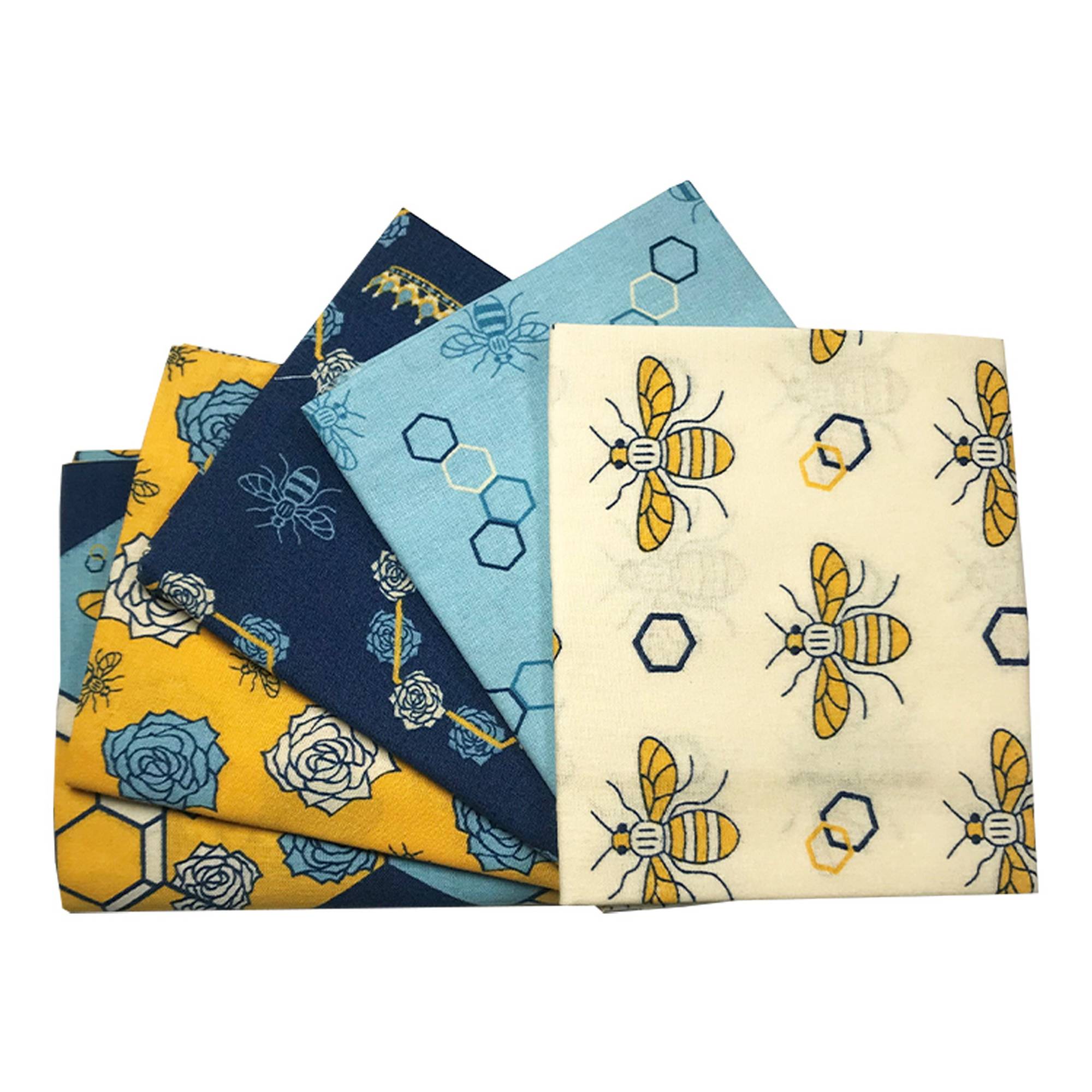 Patchwork Bee Cotton Fat Quarters 5 Pack Hobbycraft