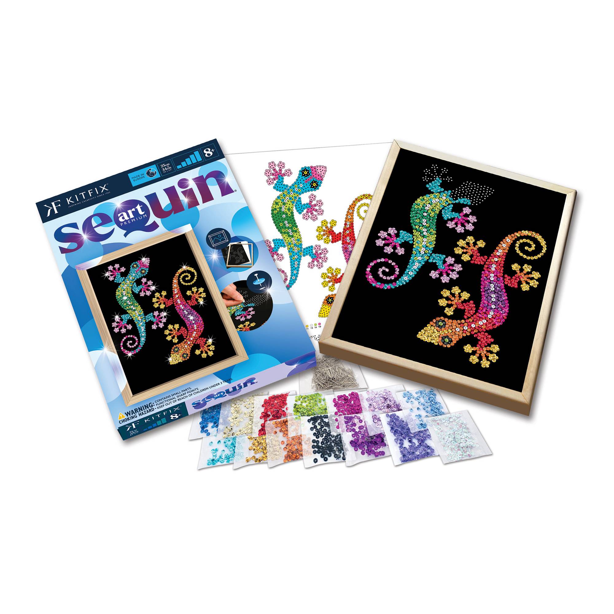 Kitfix - Sequin Art Inséparables avec cadre en bois - 27 x 36 cm - Sequin Art Blue Premium