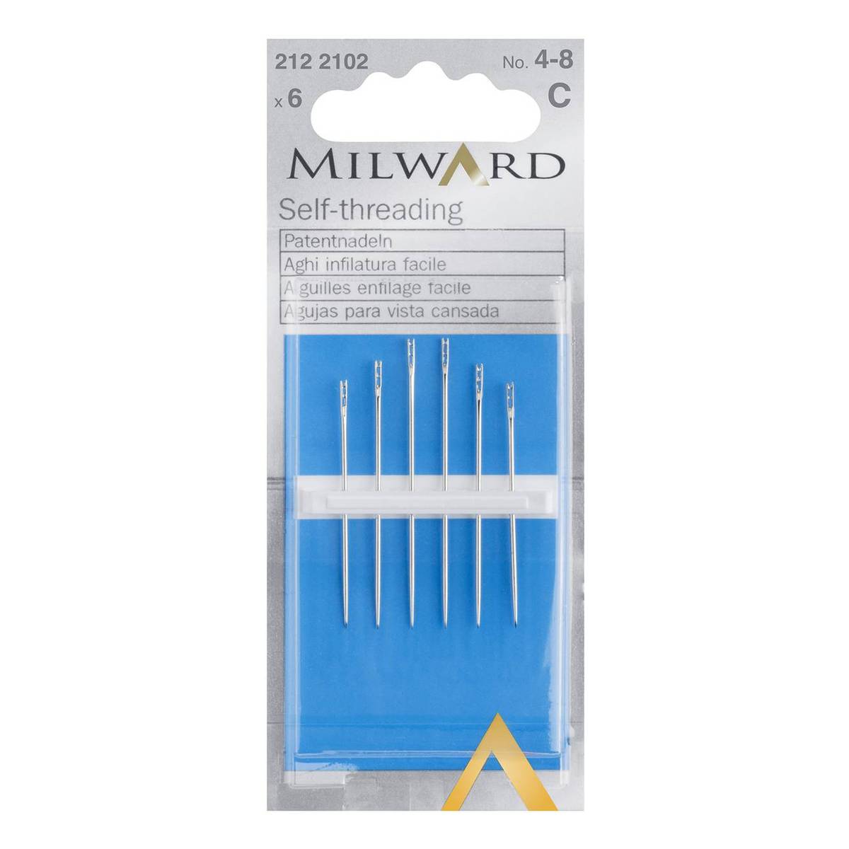 Milward Size 4 to 8 Self Threading Needles 6 Pack Hobbycraft