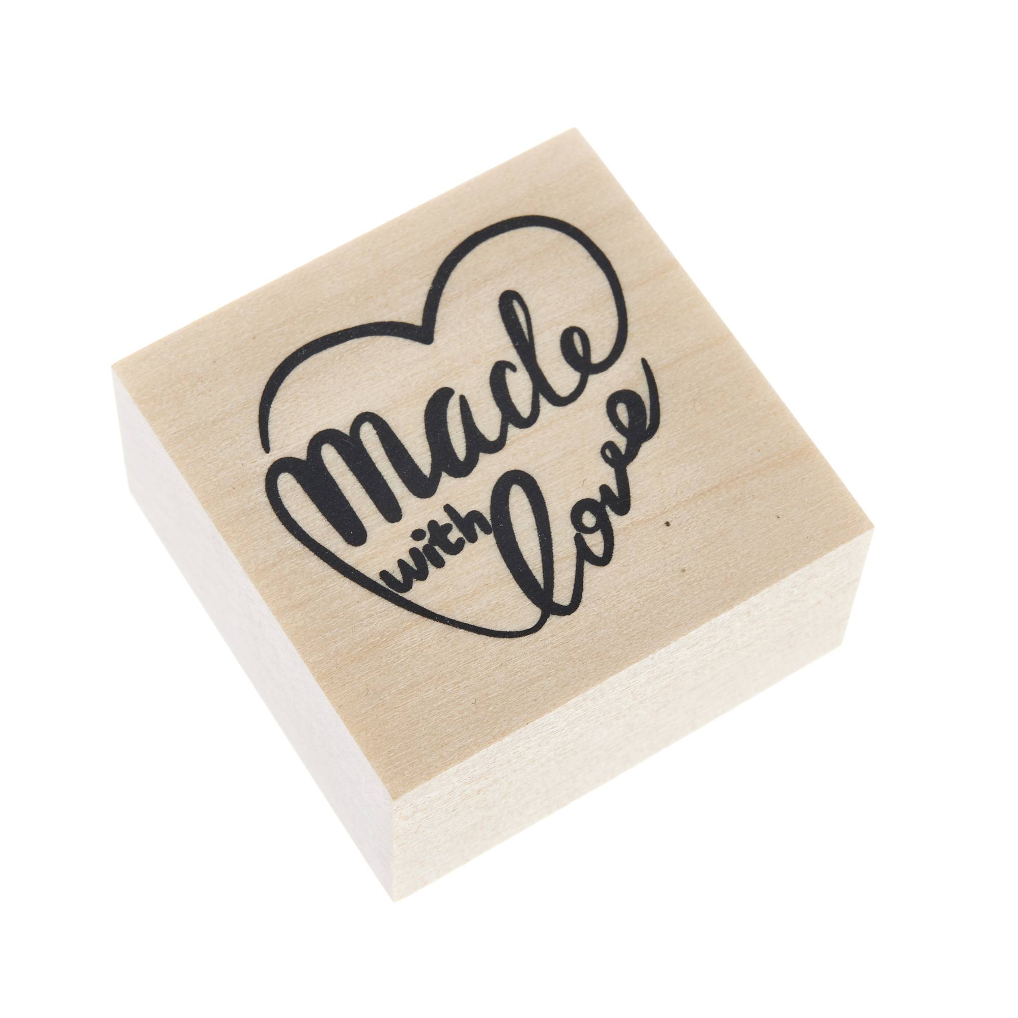 Made With Love Wooden Stamp 3.8cm x 3.8cm Hobbycraft