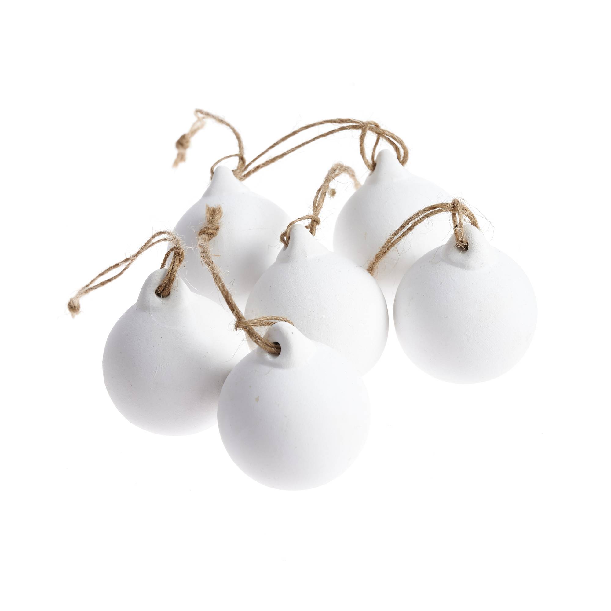 Mini Ceramic Baubles with Jute 6 Pack Hobbycraft