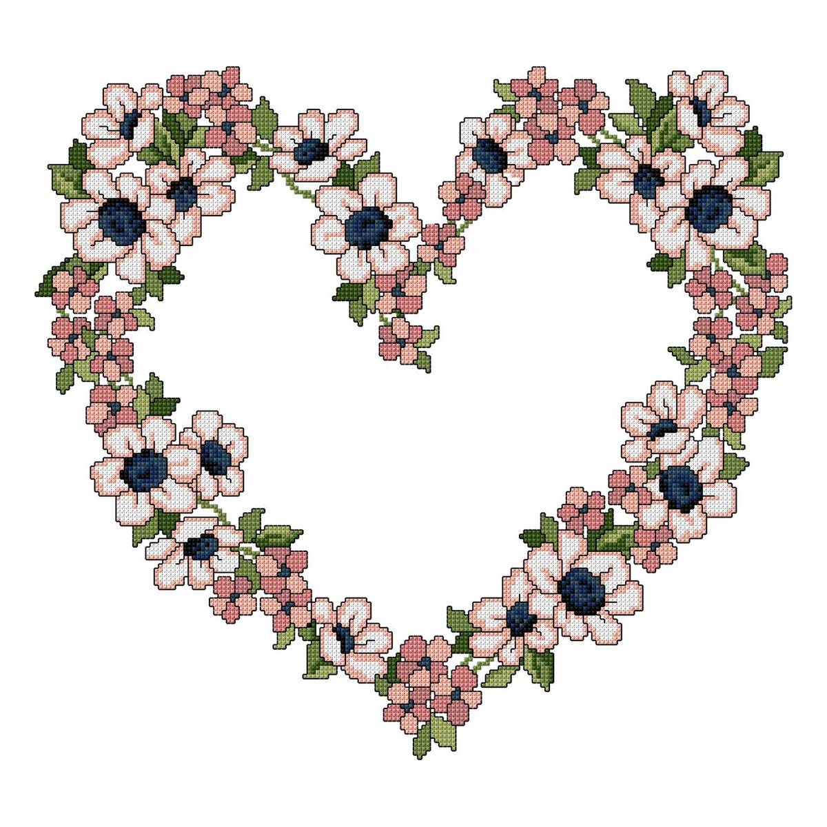 free pattern dmc floral heart cross stitch 0157 | hobbycraft