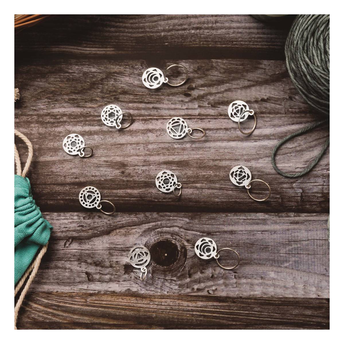 KnitPro Mindful Silver Plated Chakra Stitch Markers 10 Pack Hobbycraft