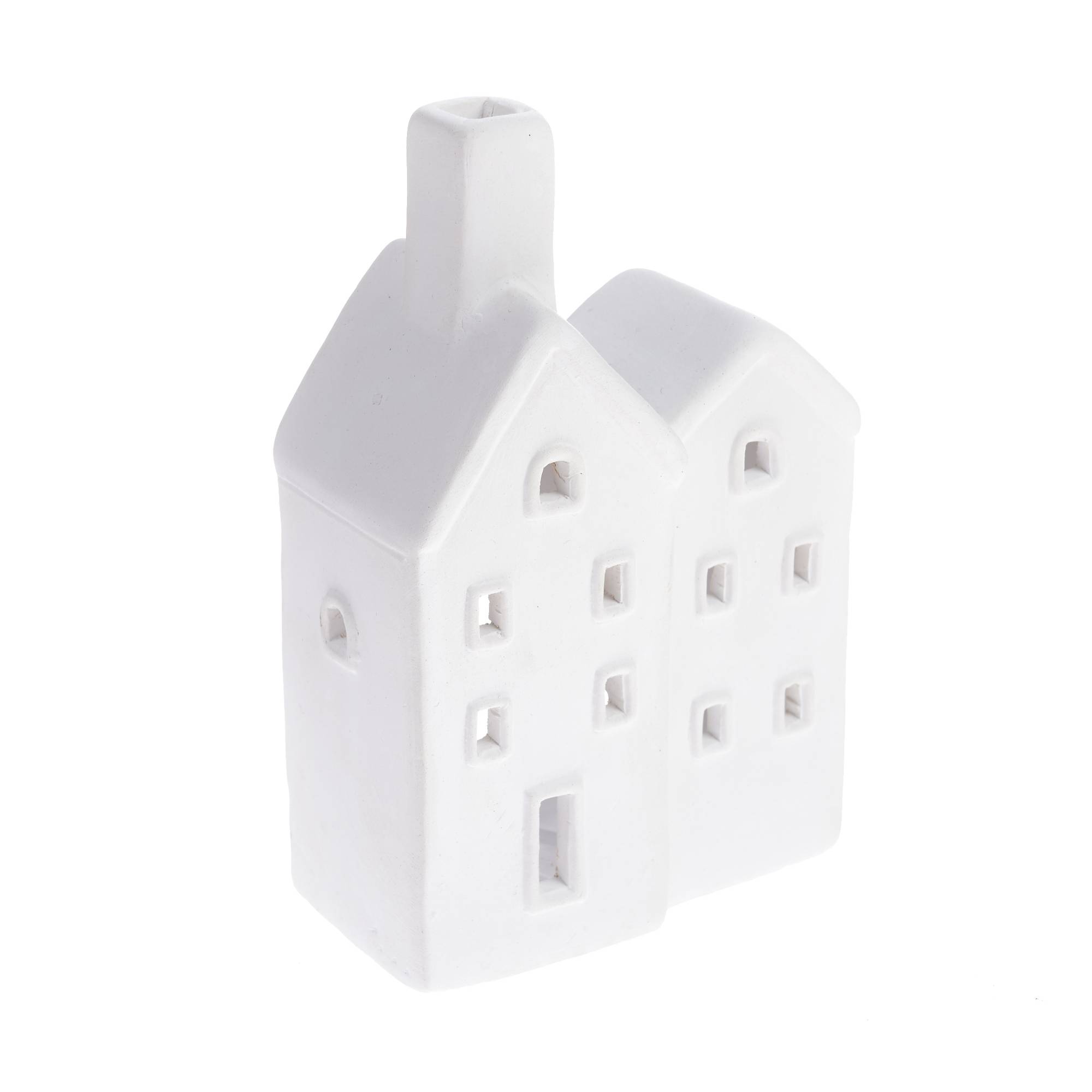 Ceramic Double House Tealight Holder 15cm Hobbycraft