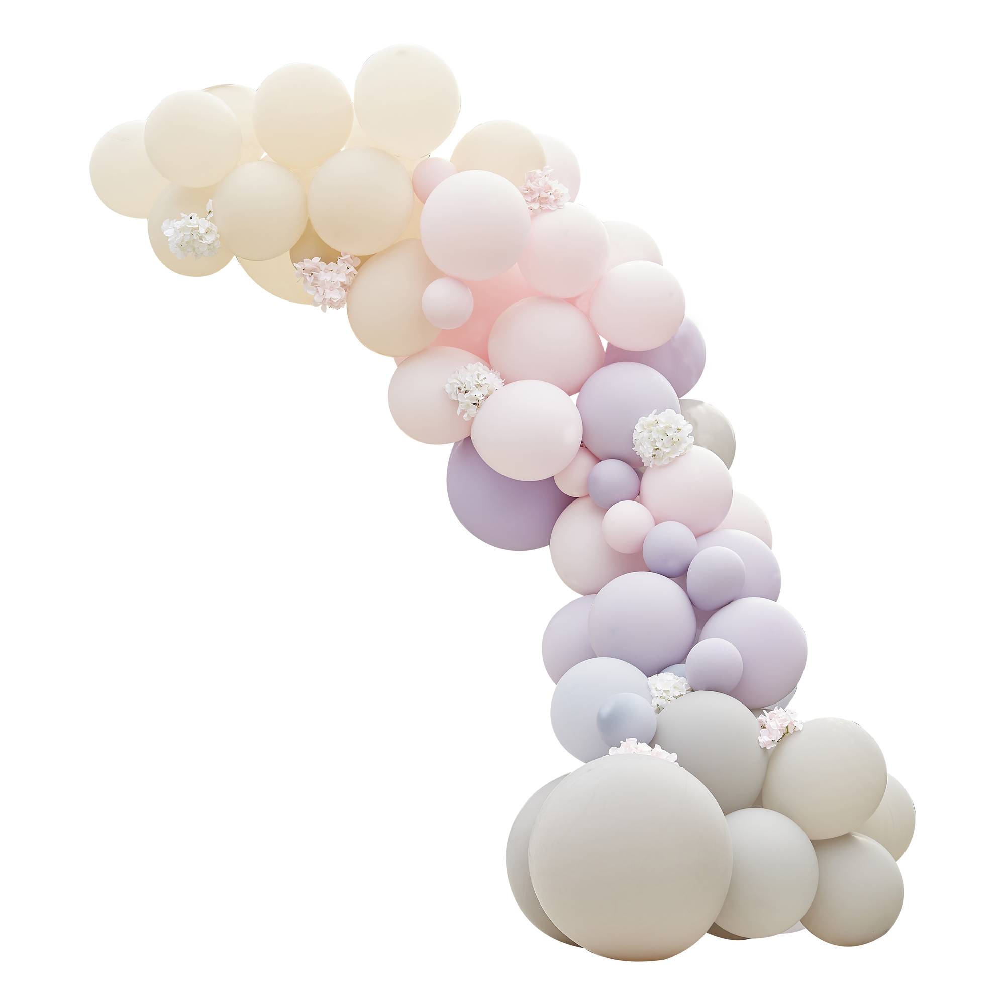 Ginger Ray Pink, Lilac and Grey Balloon Arch with Hydrangeas Hobbycraft