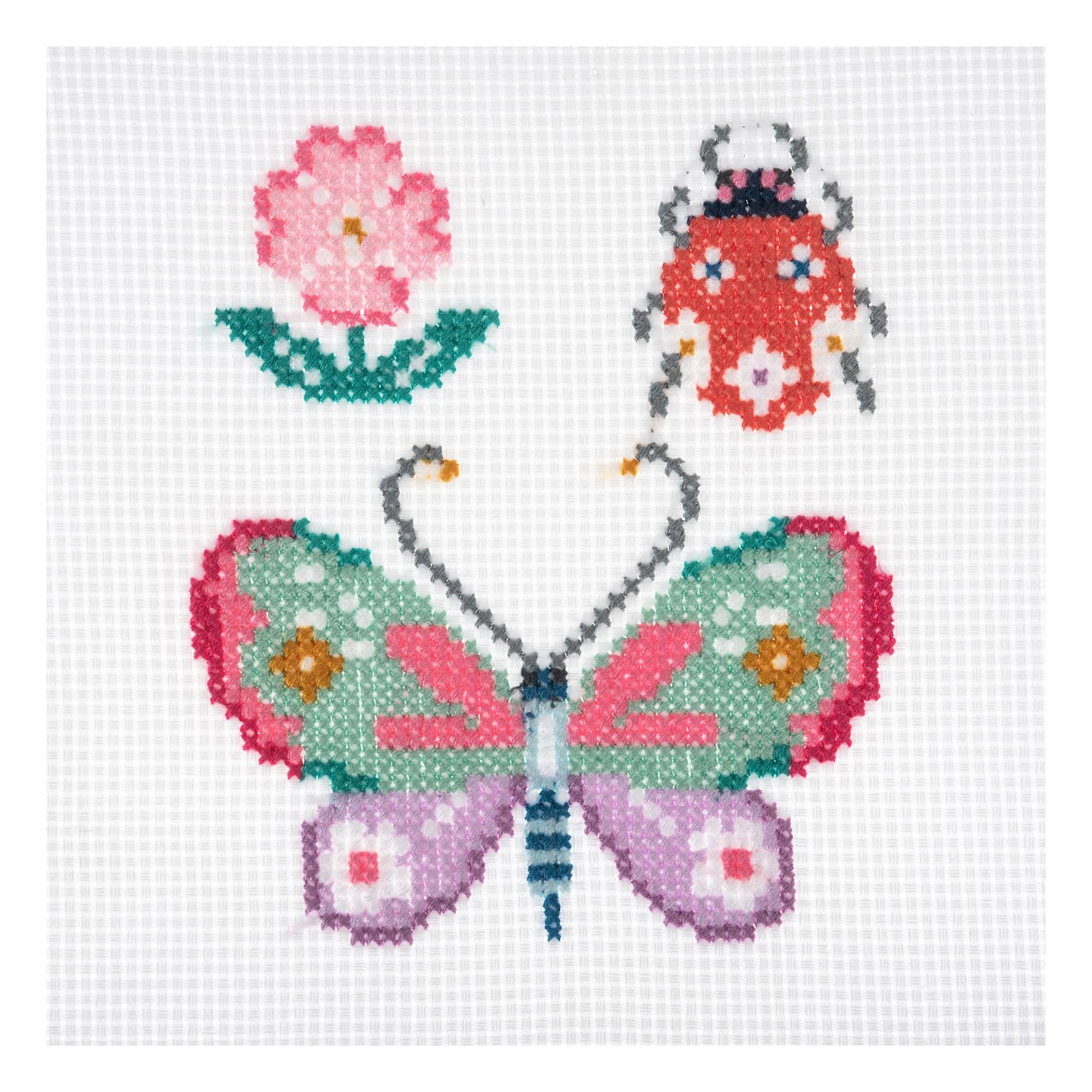 Trimits Butterfly and Bug Mini Cross Stitch Kit 13cm x 13cm