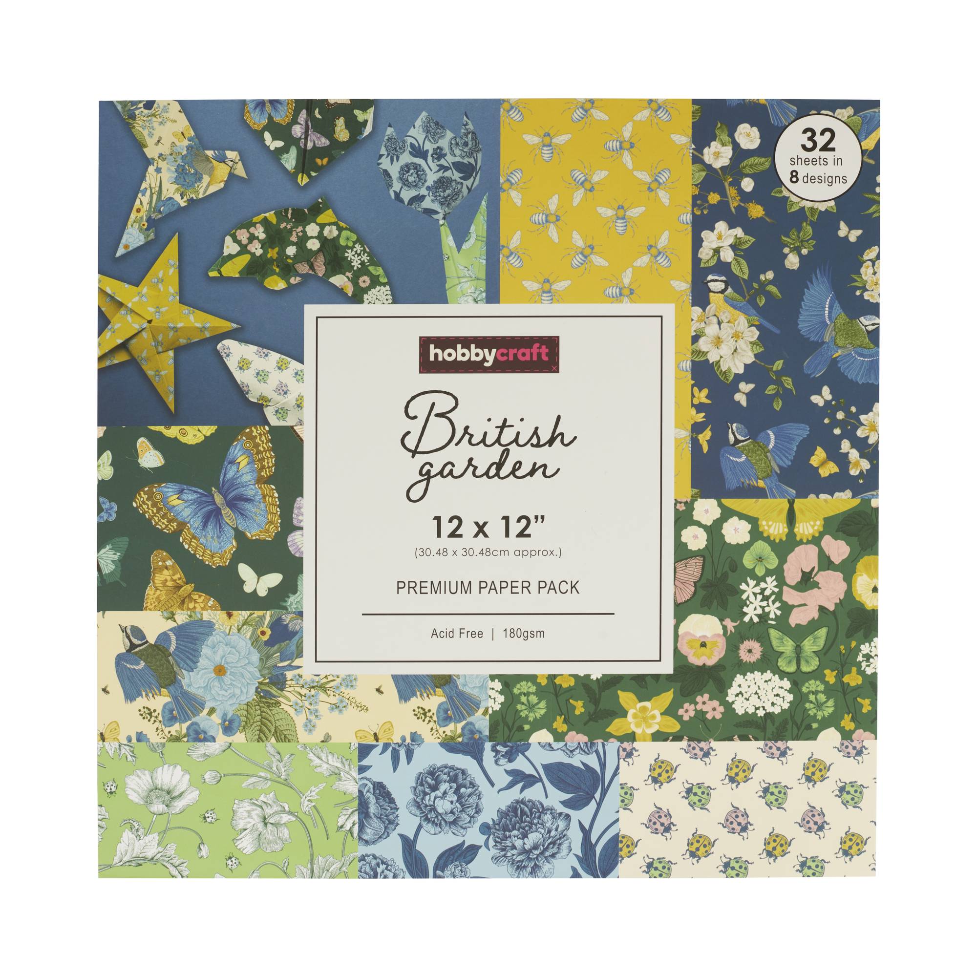 British Garden 12 x 12 Inches Paper Pack 32 Sheets Hobbycraft