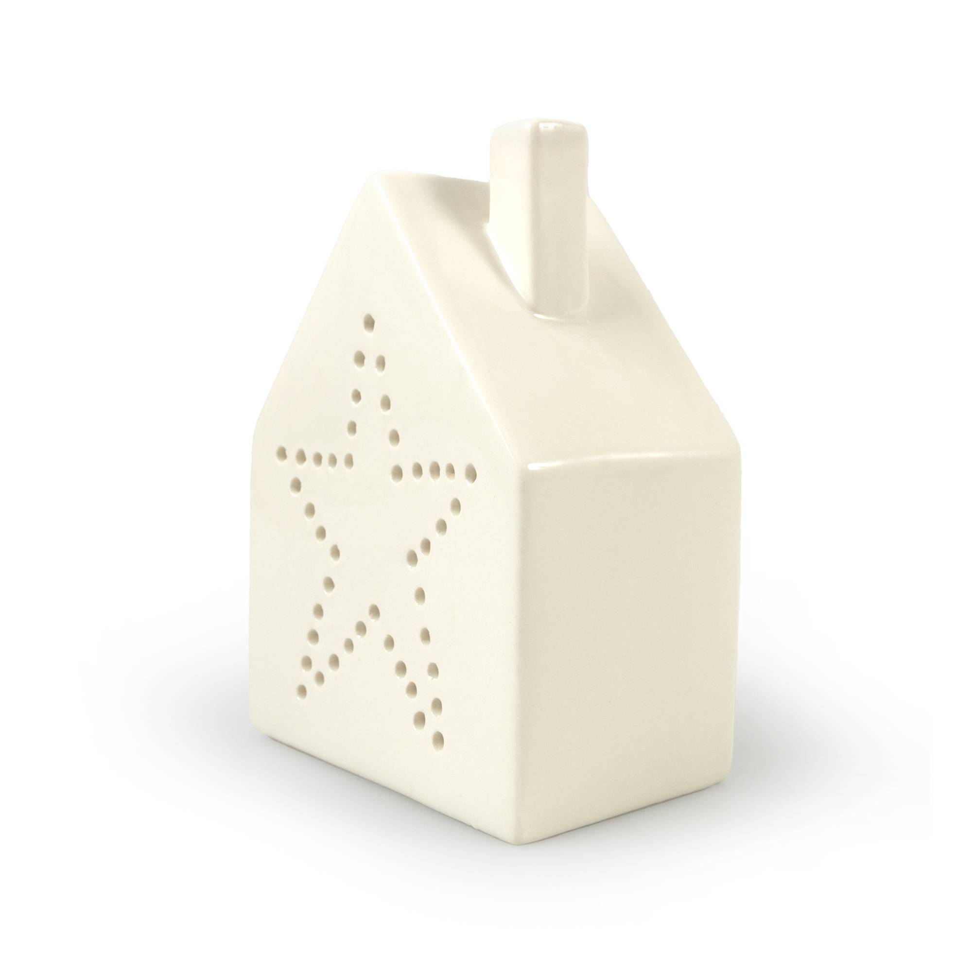 Glazed Ceramic House with Star Tealight Holder 11.5cm Hobbycraft