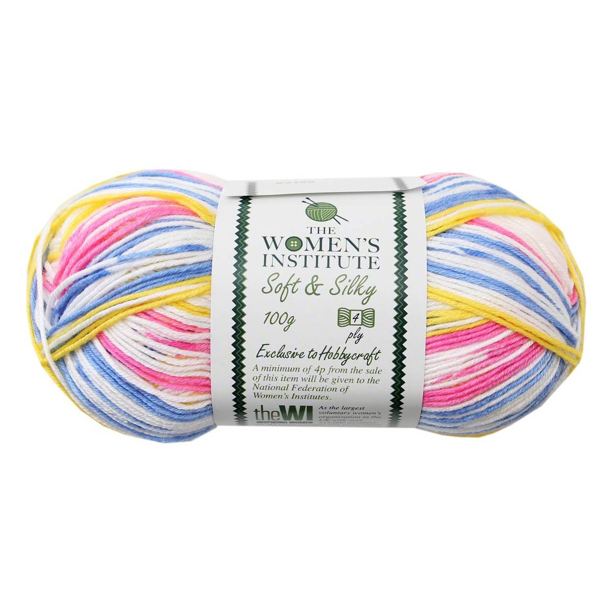 Women's Institute Bright Mix Soft and Silky 4 Ply Yarn 100g Hobbycraft