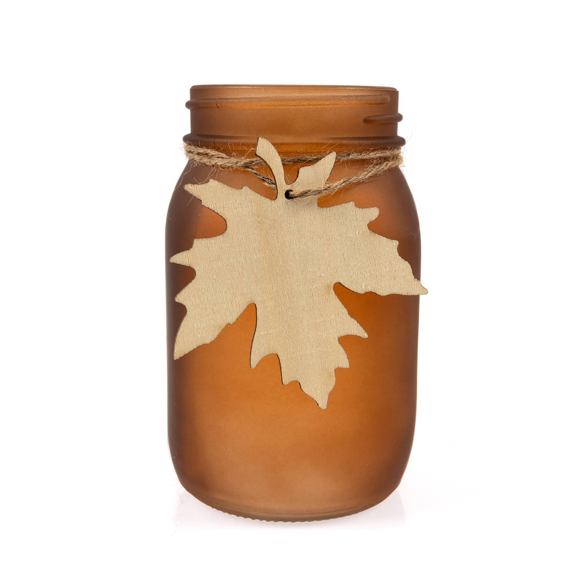 Buy Orange Glass Jar with Wooden Leaf 14cm for GBP 3.00 | Hobbycraft UK