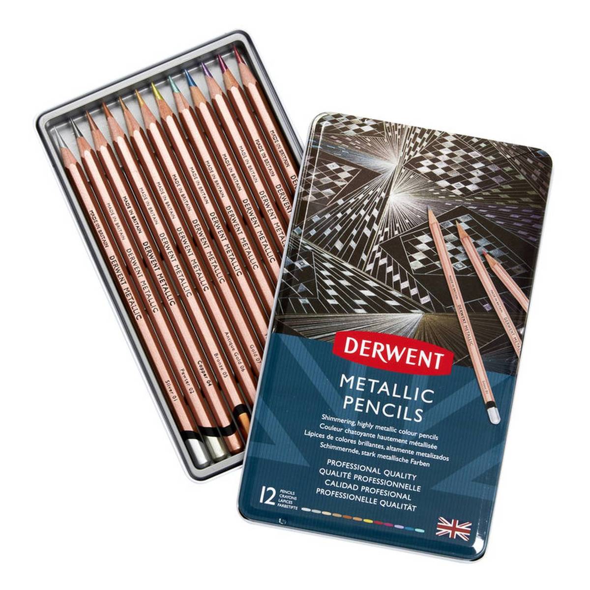 Derwent Metallic Pencils 12 Pack Hobbycraft