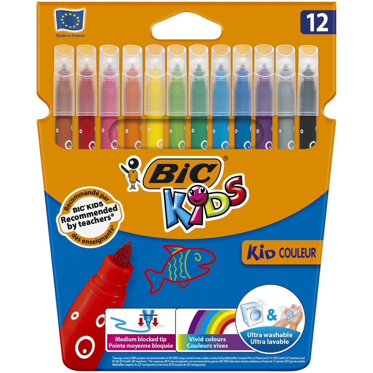 BIC Kids Kid Couleur Felt Tip Pens 12 Pack Hobbycraft