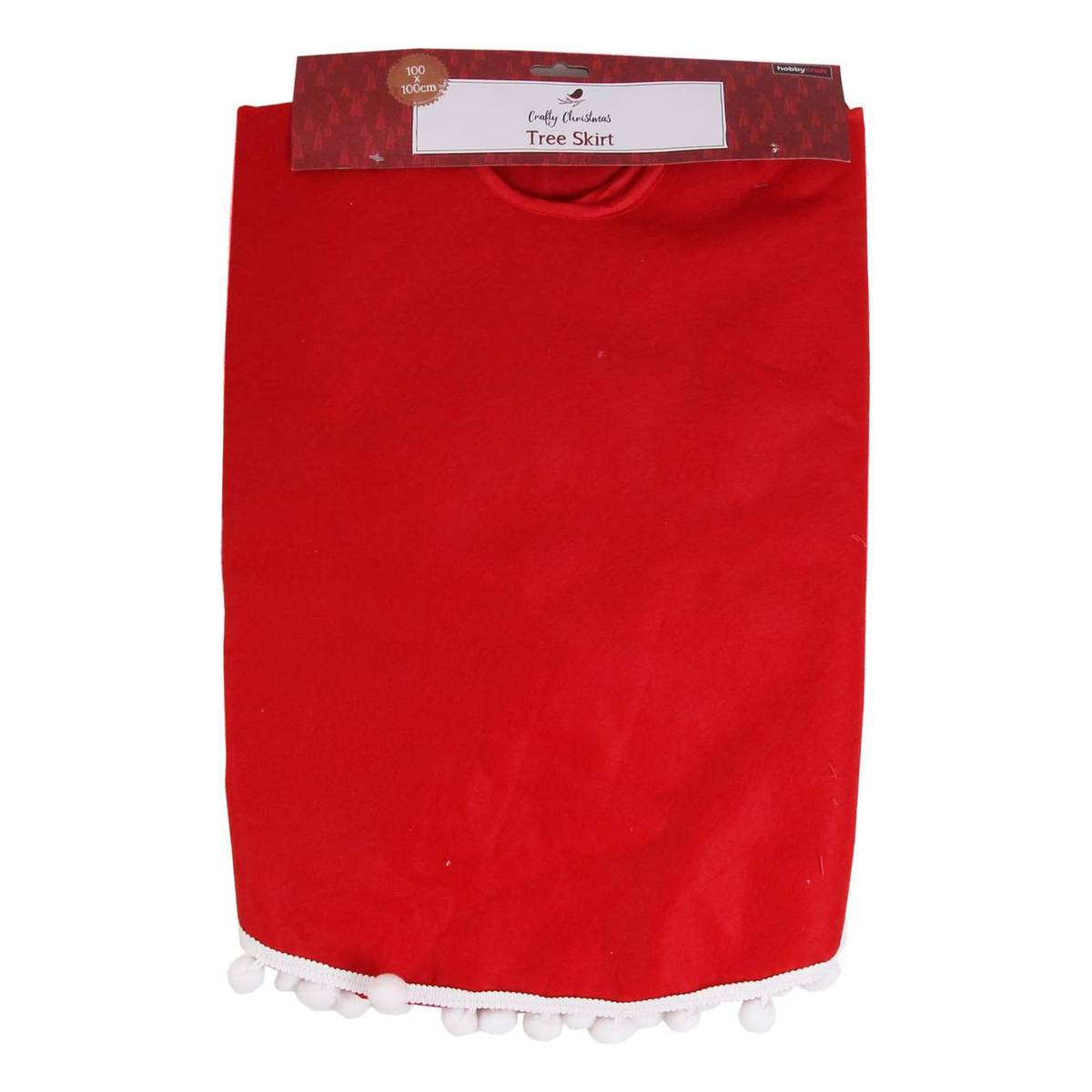 Red Tree Skirt with Pom Poms Hobbycraft