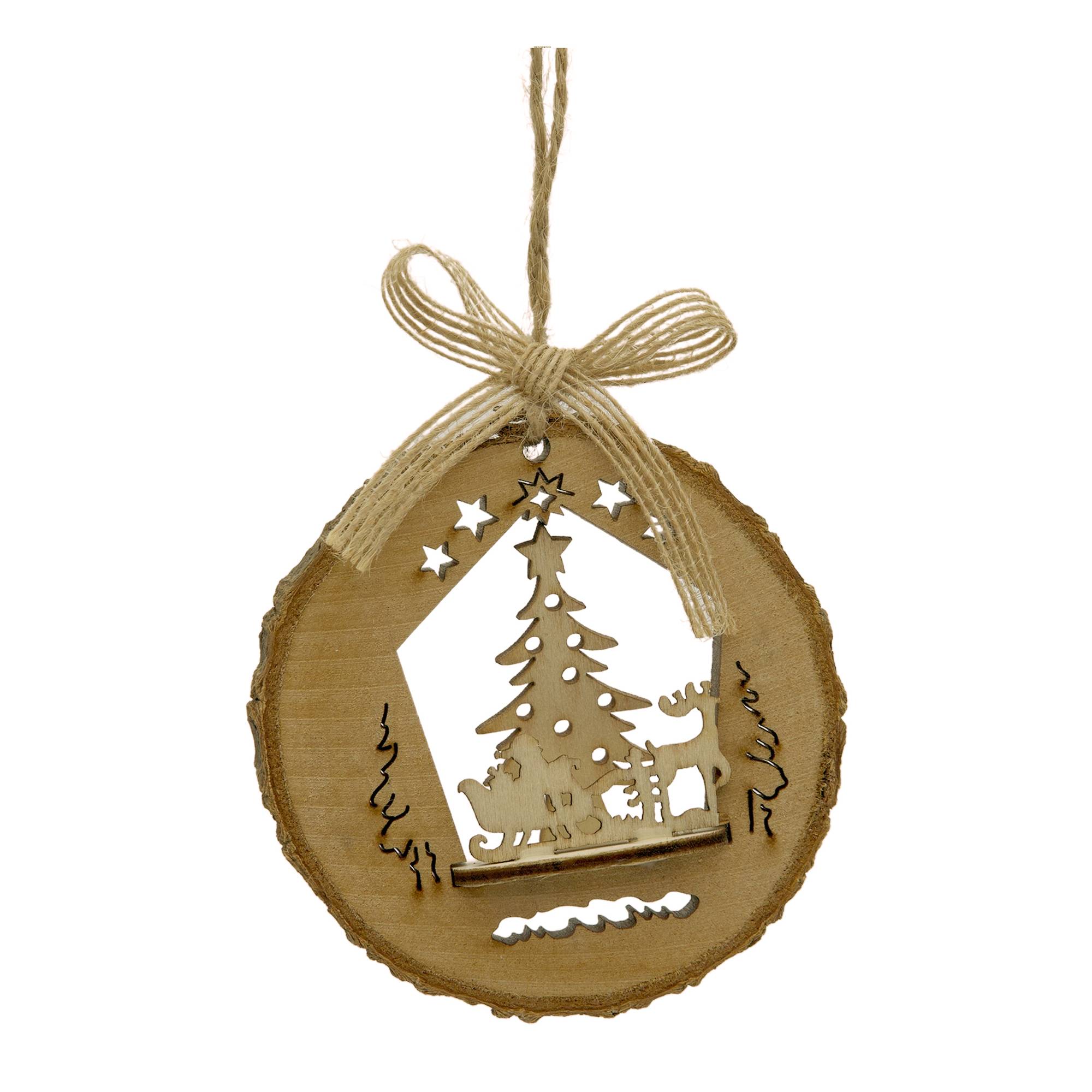 Christmas Scene Wood Slice Decoration 9cm Hobbycraft