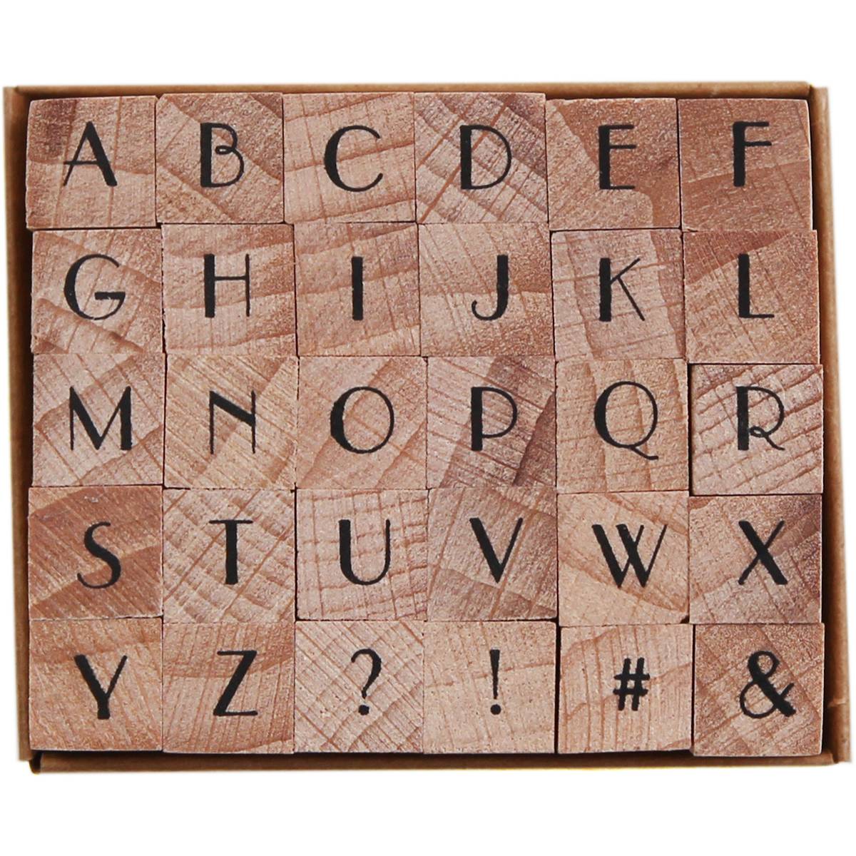 Art Deco Mini Alphabet Wooden Stamp Set 30 Pieces Hobbycraft
