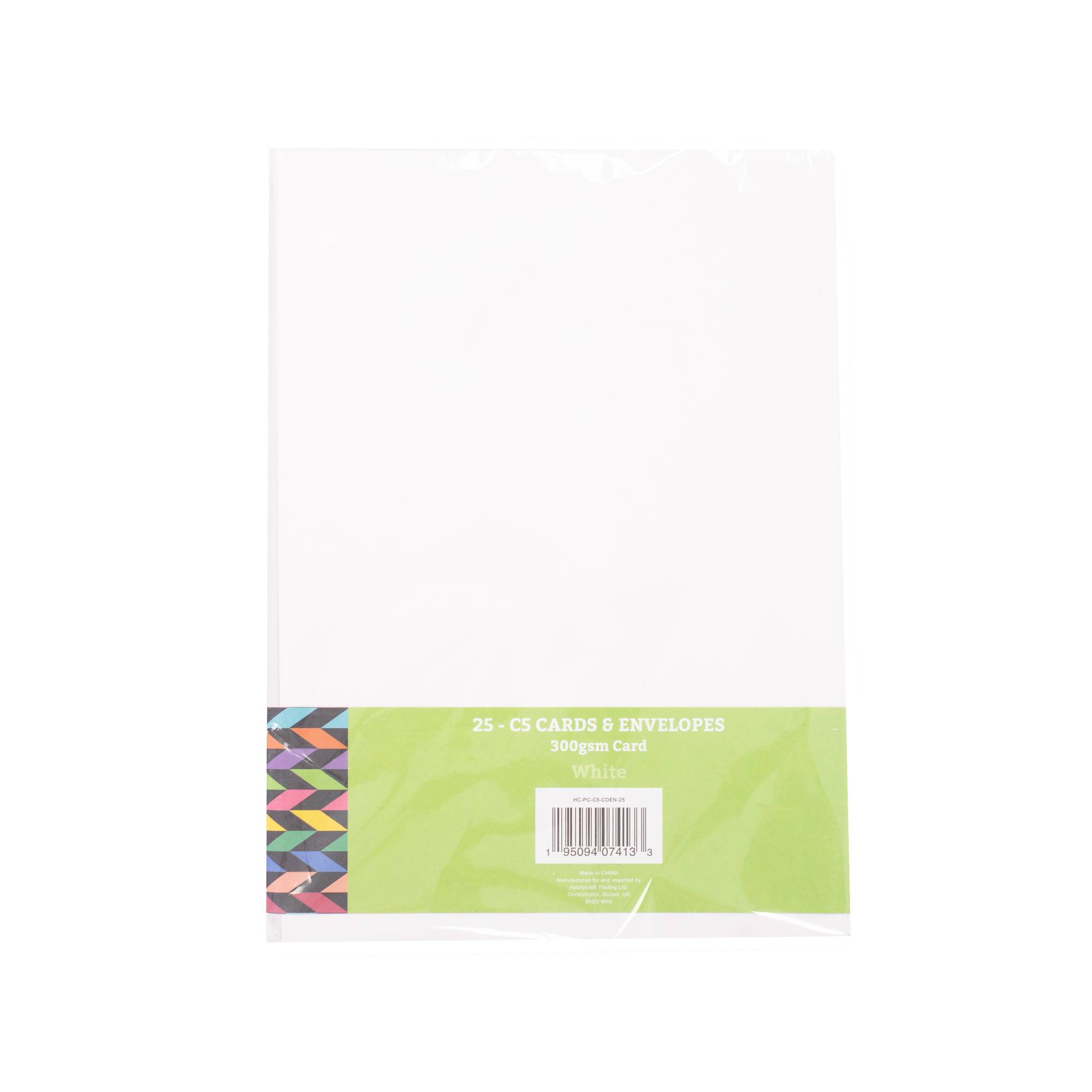 White Cards and Envelopes C5 25 Pack Hobbycraft