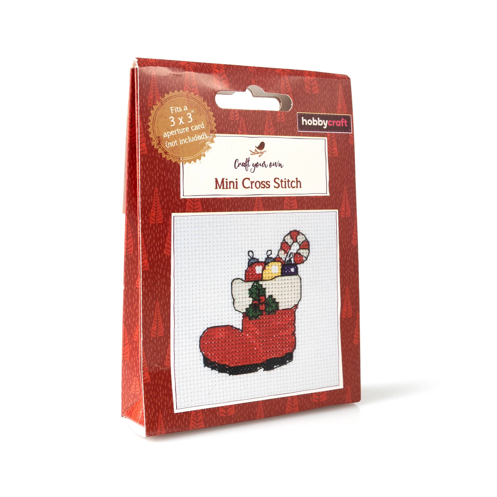 Santa Boot Mini Cross Stitch Kit Hobbycraft